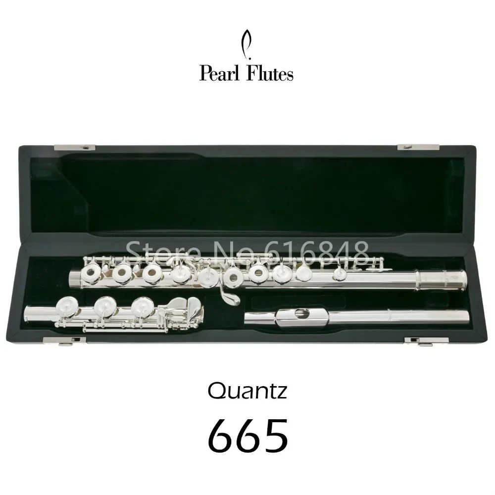 Pearl Quantz 665 Flute High Quality Silver Plated 17 Keys Flute Open Hole E-Mech Flute Musical Instrument