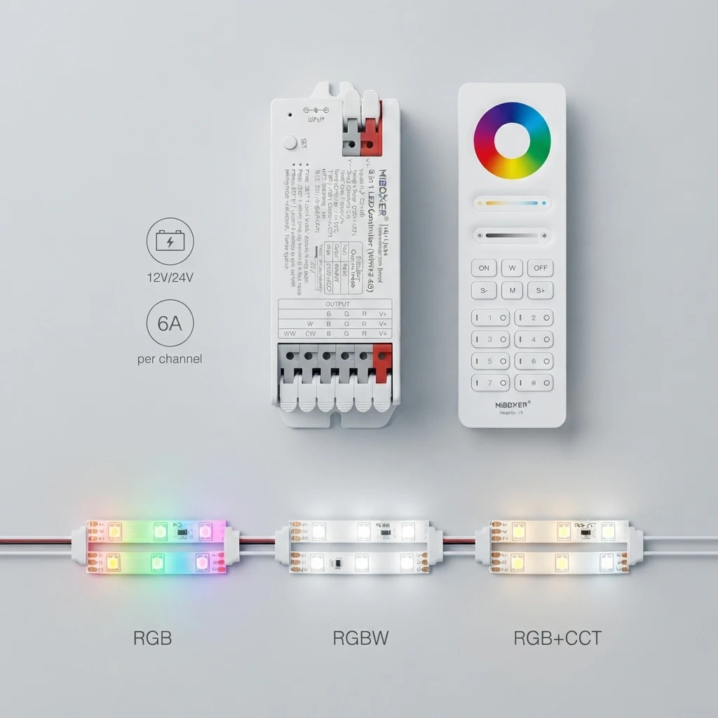 Miboxer C4 C5 C8 E3-WR  3in1 Smart WIFI+2.4GHzRF Tuya APP Voice Control Dimmer RGB RGBW RGBCCT LED Strip Controller
