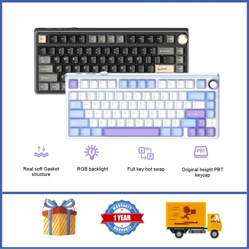 

RK Royal Kluge R75 Wireless Mechanical Keyboard GASKET Structure RGB Light Hot Swappable Custom Gaming Keyboard with Knob