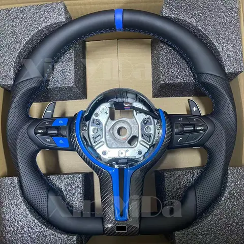 BMW F10 F20 F30 F32 F36 F80 F82 M3 M4 M 스포츠 가죽 알칸타라 스포츠 스티어링 휠 (플랫 바텀)