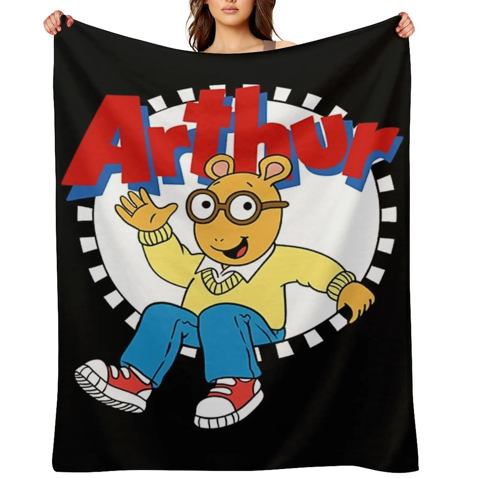 

Arthur cartoon Throw Blanket for babies funny gift Hairy Cute Plaid Blankets