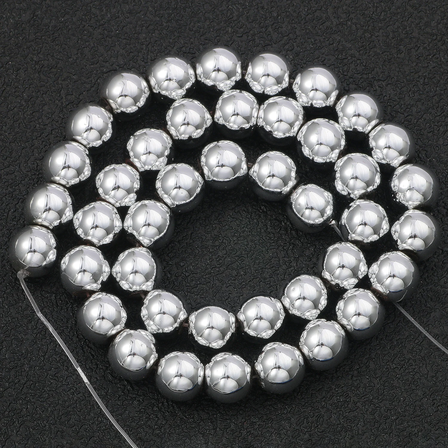 Silver Color Heart Star Shape Hematite Stone Natural Loose Round Beads For DIY Jewelry Making Bracelet Earring Accessories 15\'\'