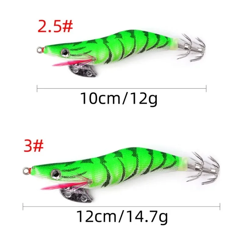 Fishing Lure Built-in Steel Ball Noise Sinking Sinker Squid Jig Hook Wooden Shrimp Artificial Octopus Cuttlefish Shrimp