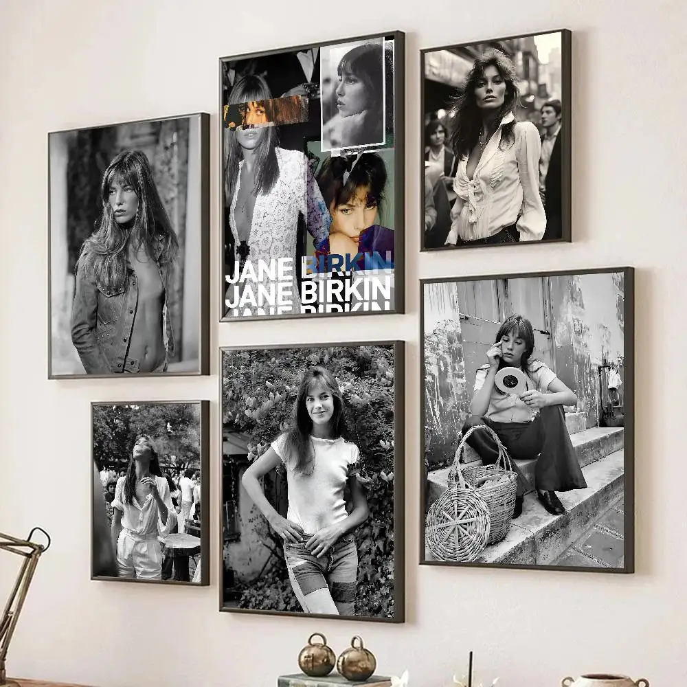Jane Birkin Series Vintage Poster, selbstklebende Kunst, Raum-Eingangsbereich, Restaurant, Wanddekoration, Kunstgemälde