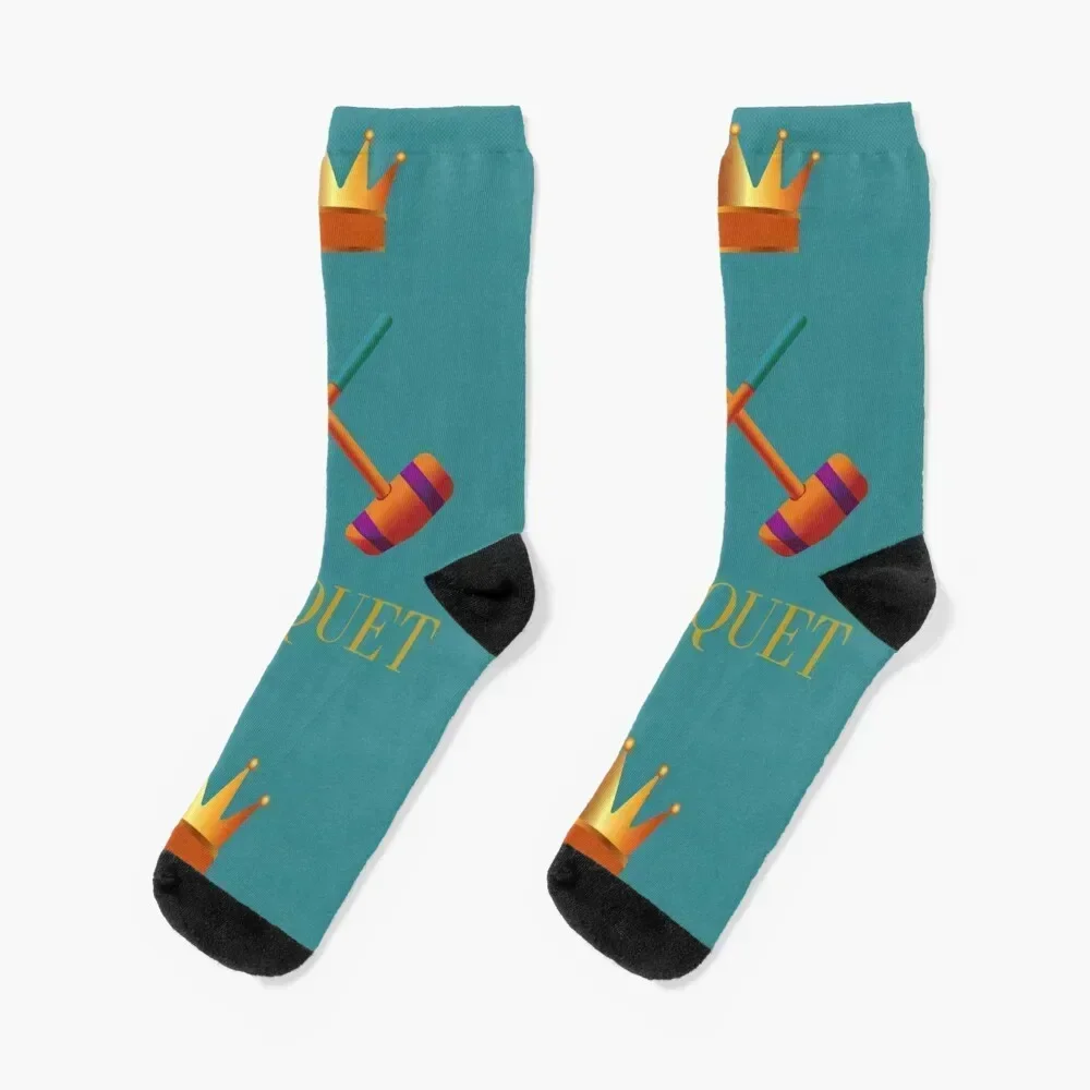 

Croquet mallets and crown Socks colored designer bright garter Socks Women's Men's