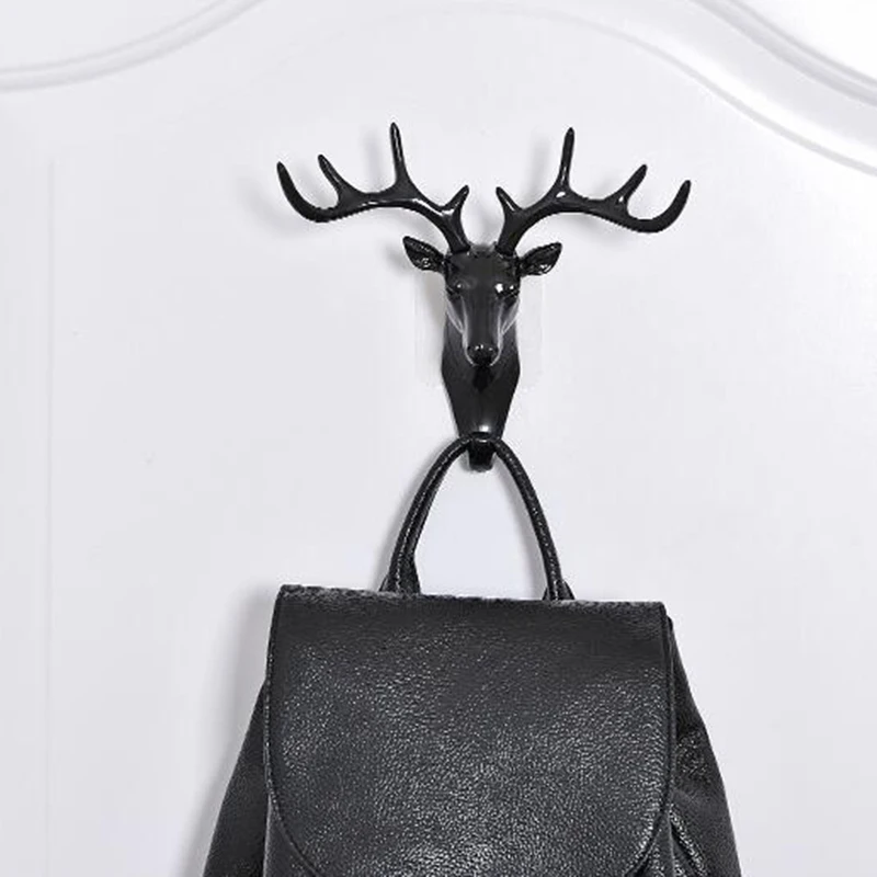 Punch-Free Deer Antler Coat Hook - American Style Home Decor, Unique Deer Head Design