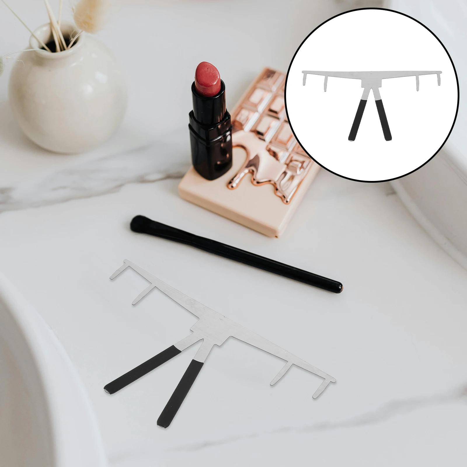 

2pcs Stainless Steel Eyebrow Rulers Precision Measuring Tools Three-Point Positioning Symmetrical Brows Shaping Templates