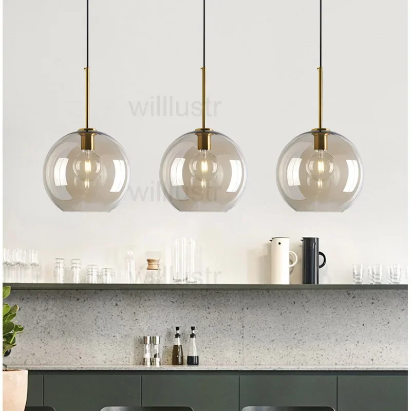 Imagem -05 - Mouth Blown Glass Pendant Lamp Champagne Handmade Suspension Light Hanging Teto Chandelier Fit para Hotel Café Bar Jantar Quarto