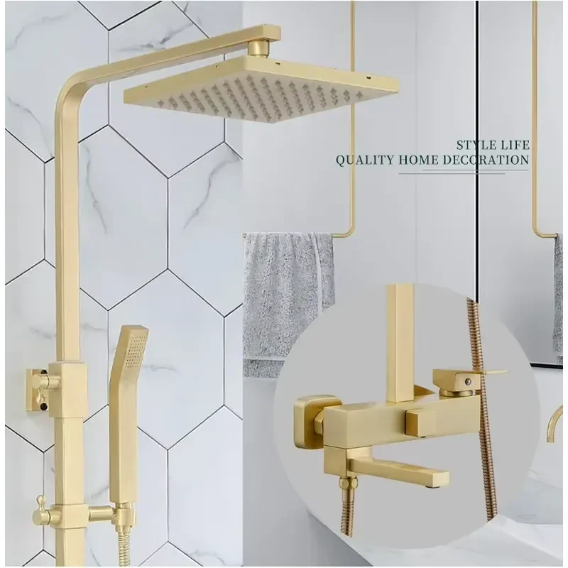 Shower Set Complete Rose Gold New Product Fashion High Quality Bath Brass Bathroom Shower Set