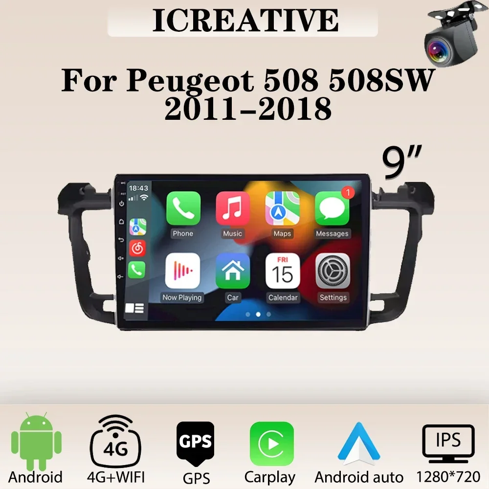 

Car Radio Android for Peugeot 508 508SW 2011-2018 Multimedia Carplay Player 2din Stereo Headunit 9 Inch Autoradio Navigation GPS
