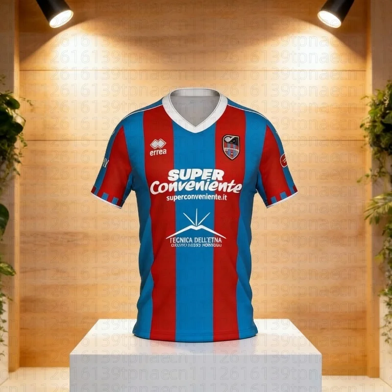Camiseta de Fútbol Catania Calcio - Franjas Rojas y Azules, Camiseta Deportiva Transpirable, Camiseta de Fútbol con Estampados 3D HD, Camisetas Familiares para Niños 26