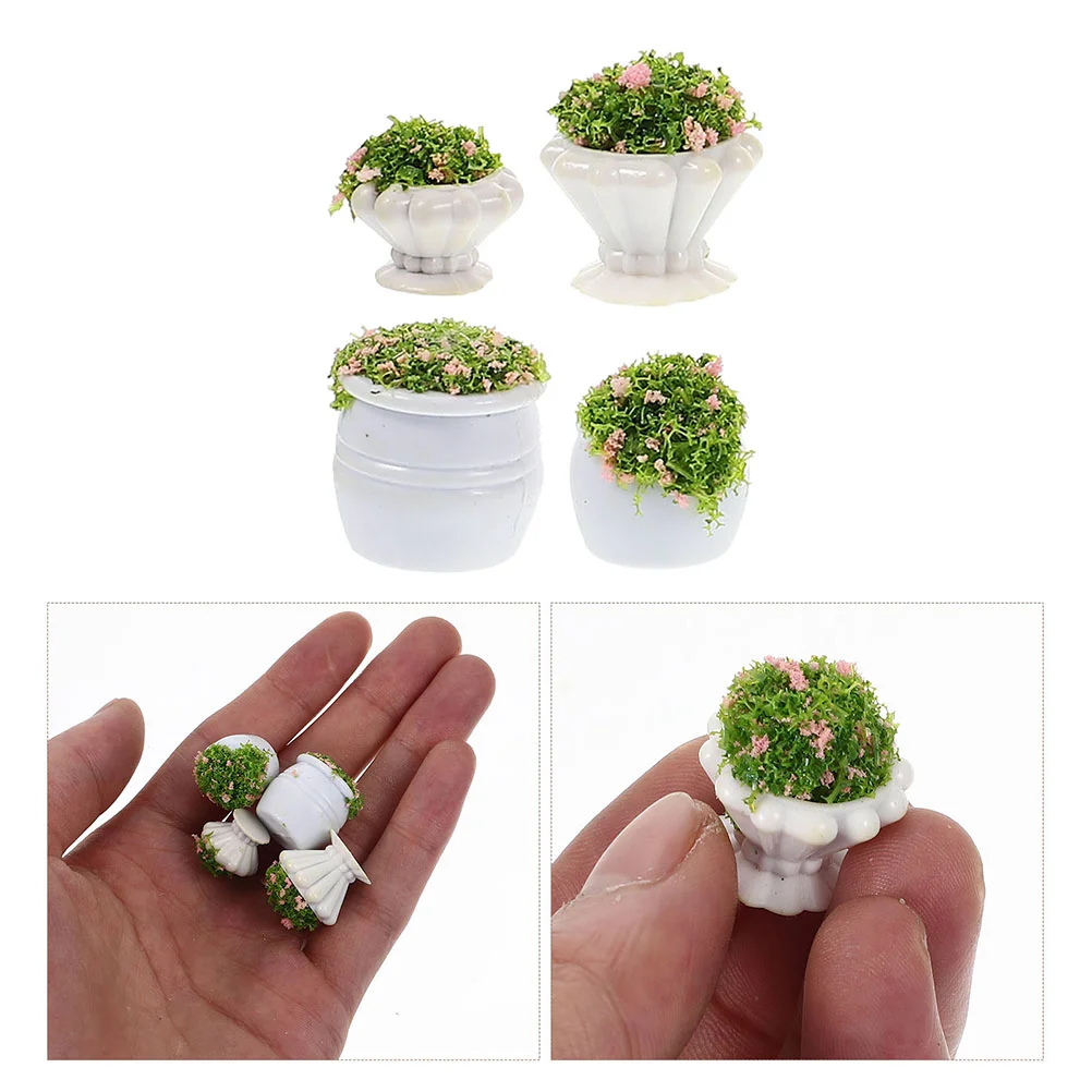 8 Pcs Mini Planter Vase Toy Table Model Accessory Plastic Fake Landscape Artificial