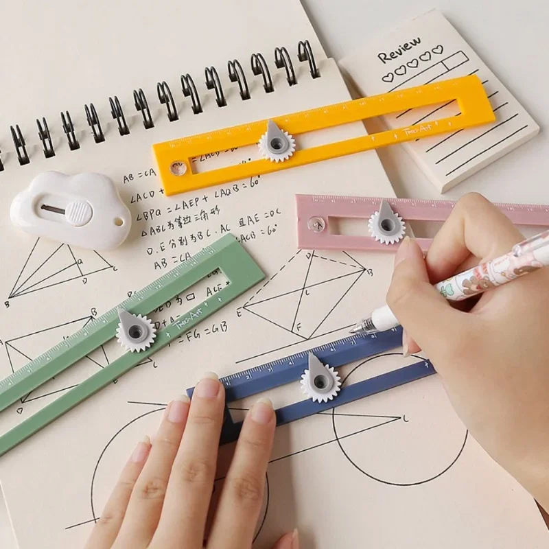 Multifunctional Drawing Circle Tool DIY Geometric Compass Two-in-one Compasses Ruler for Office School Color Kawaii Stationary