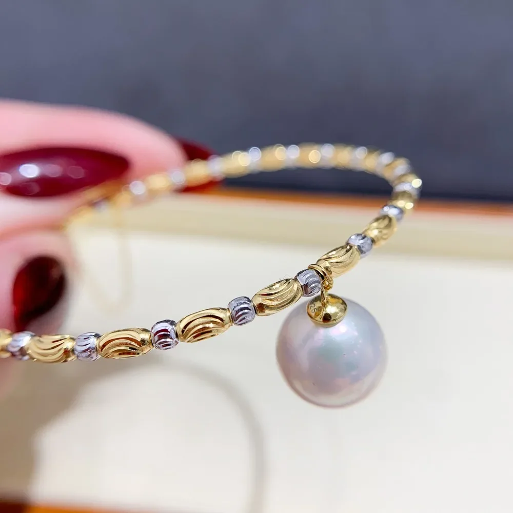 

DIY Pearl Accessories S925 Sterling Silver Bracelet Empty Tray Handmade Fashion Color Separation Bracelet Fit 7-13mm Round Bar