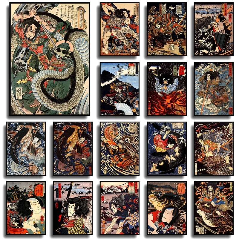 Ukiyoe Poster Japan Portrait HD Print Canvas Painting Japanese Retro Samurai Asian Warrior Wall Picture for Room Home Decor