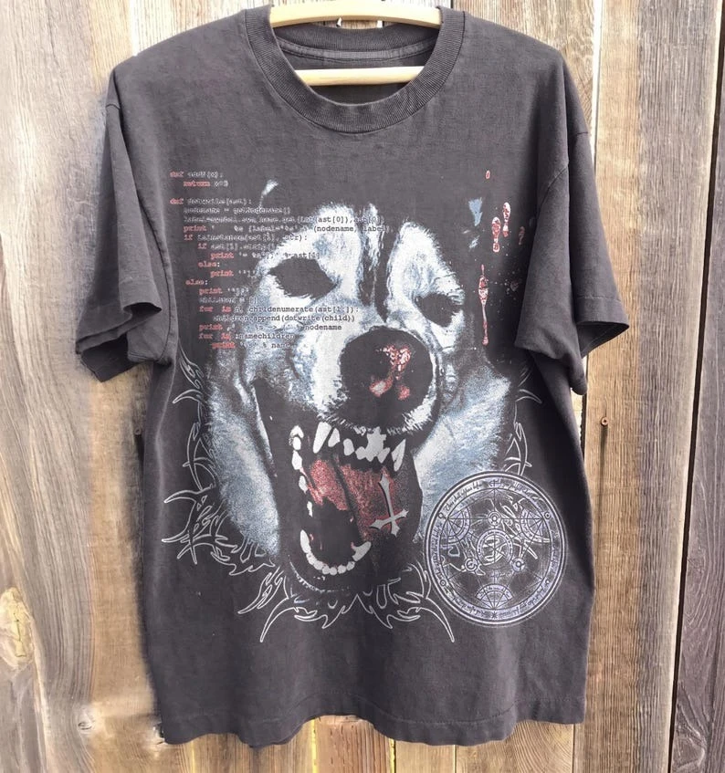 Demon Dog T-shirt Oversized Unisex Streetwear Trendy Cotton Fashion Street Casual Classic Loose hot product Breathable Couples