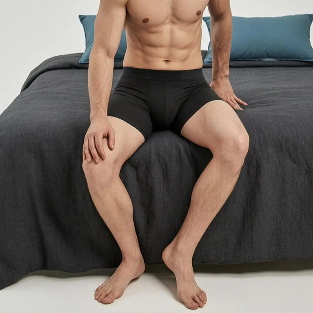 Lightweight Slim Fit Ice Silk Boxer Briefs U-Convex Mid-rise Quick Drying Summer Underwear Daily Wear Sleep Breathable