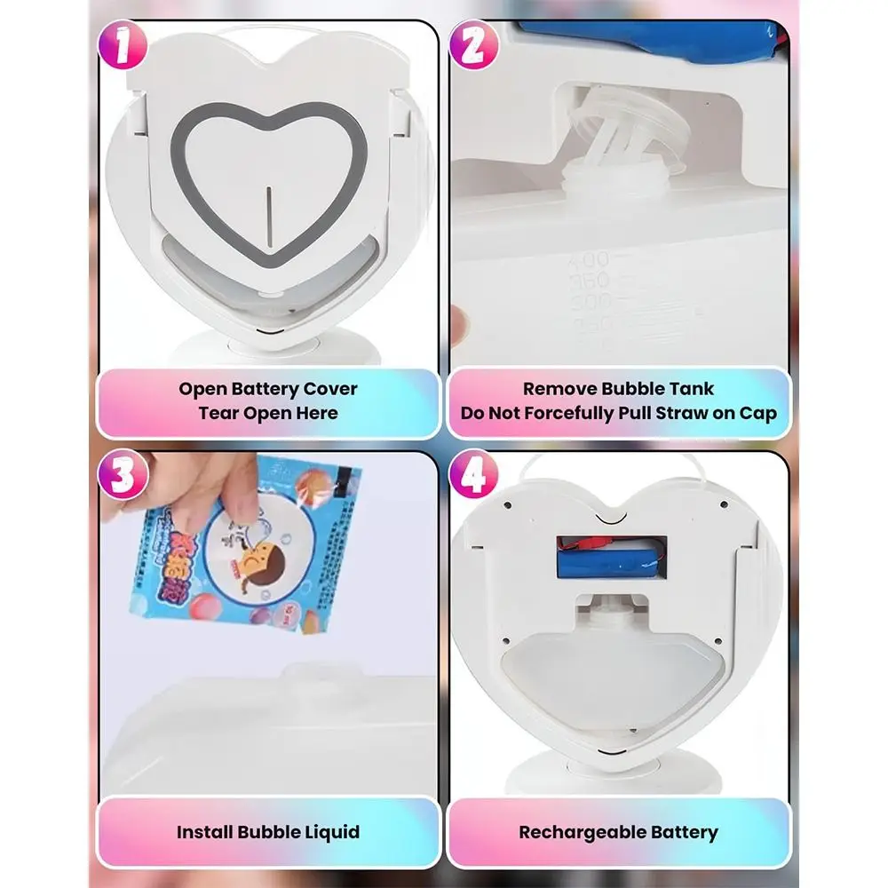 with Remote Bubble Machine Upgraded Dual Port Bubbling Bubble Blower 90°/360°Rotating Automatic Bubble Blower