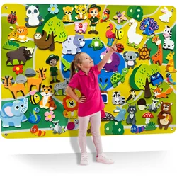 Montessori Busy Board for Toddler,Felt Sensory Story Board for Kids Touch Development Interactive Preschool Early Learning Toys