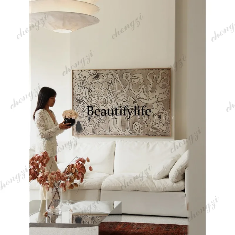 A73 wabi sabi medieval abstract texture hand-painted banner hanging painting sofa background wall decorative painting