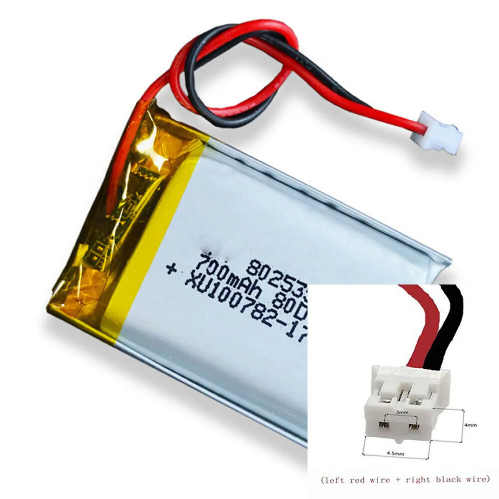 

3.7V 700mAh 802535 Li-Polymer Li Battery JST-PH 2pin 2.0 For MP4 MP3 LAPTOP SMART WATCH ELECTRIC TOYS DVD TABLET GPS