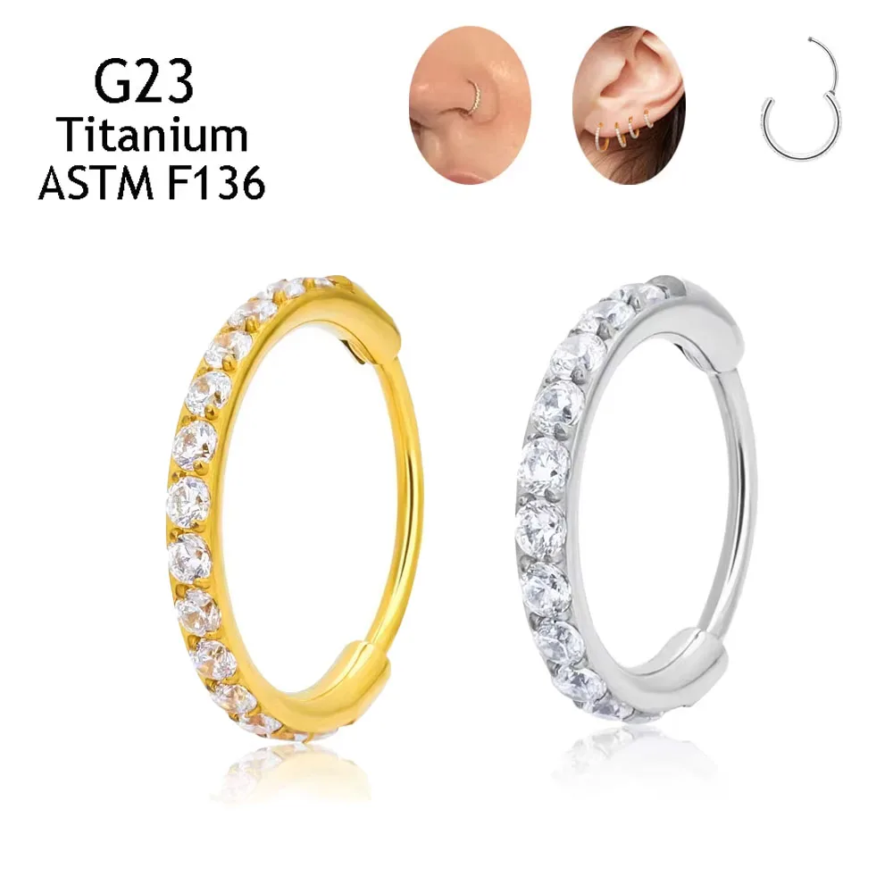 

ASTM F136 Titanium 16G With 5A Zircon Sexy Earrings Labret Lip Helix Hoops Septum PIERC Body Fashion Jewelry for Unisex