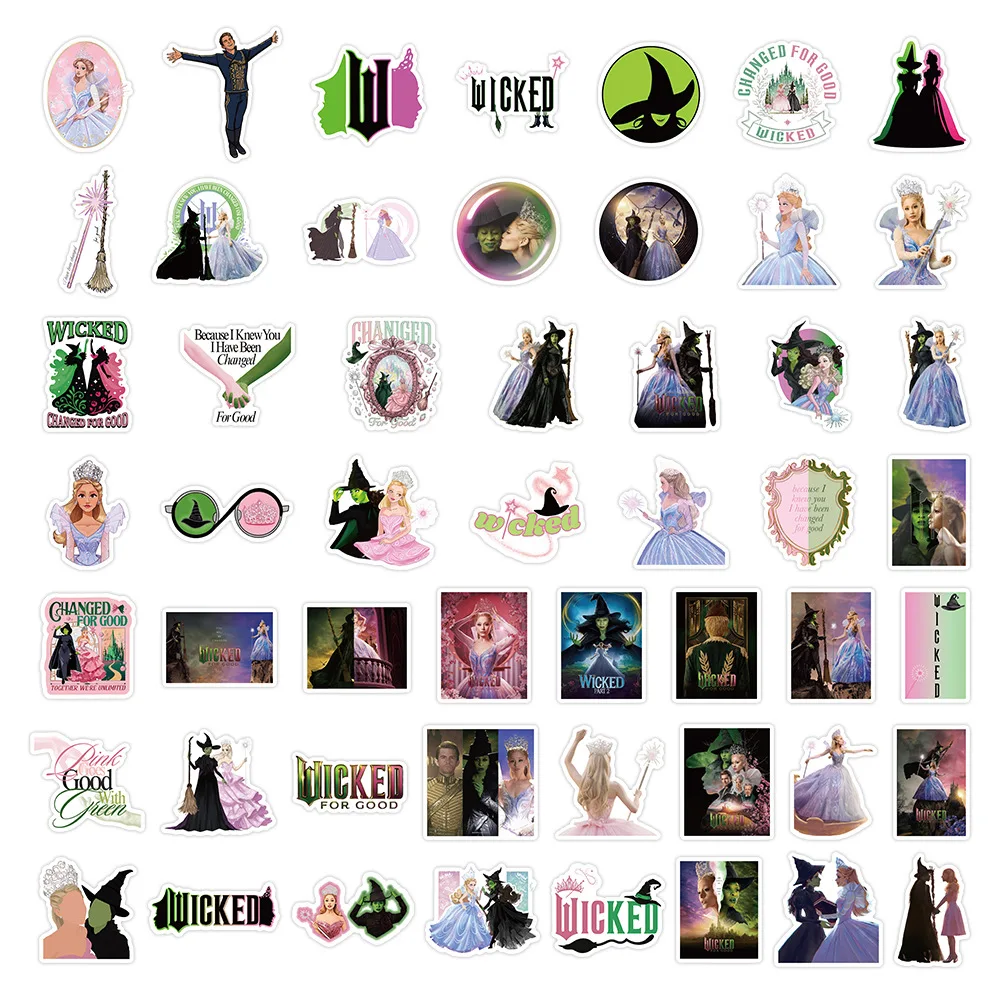50PCS Wicked For Good Musical Movie Stickers Cartoon Graffiti Decals Creative DIY Water Cup Stationery Box Luggage Guitar Desk