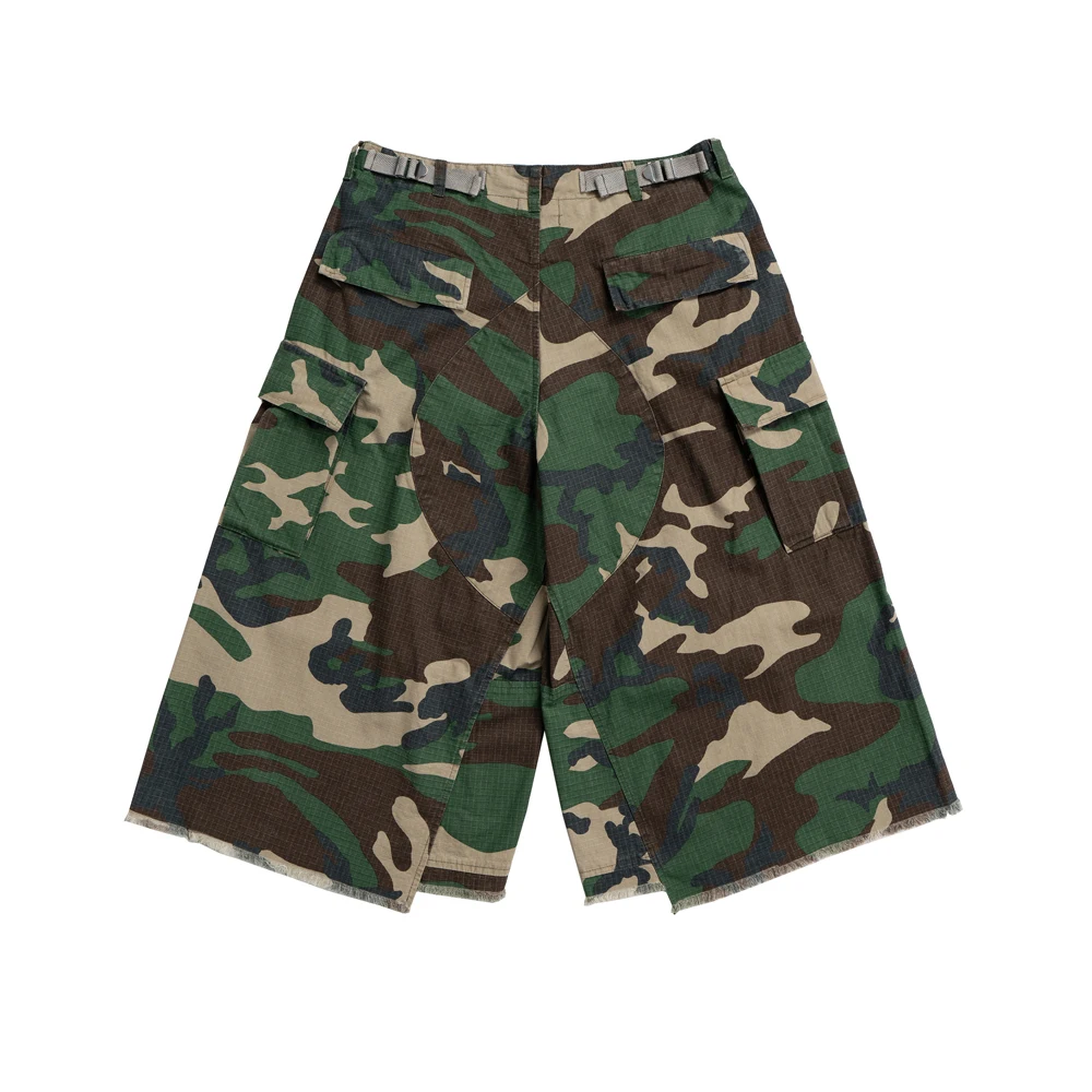 

Уличная одежда, камуфляжные мешковатые шорты-карго выше колена для мужчин, широкие повседневные свободные брюки с несколькими карманами