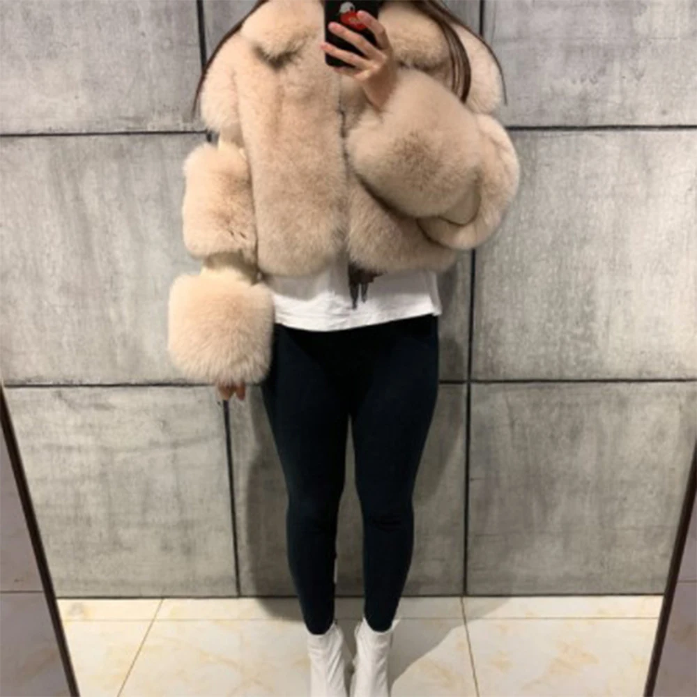 TWOTWINSTYLE Solid Temperament Fur Coats For Women Lapel Long Sleeve Patchwork Zipper Slimming Jackets Female Fashion Style New
