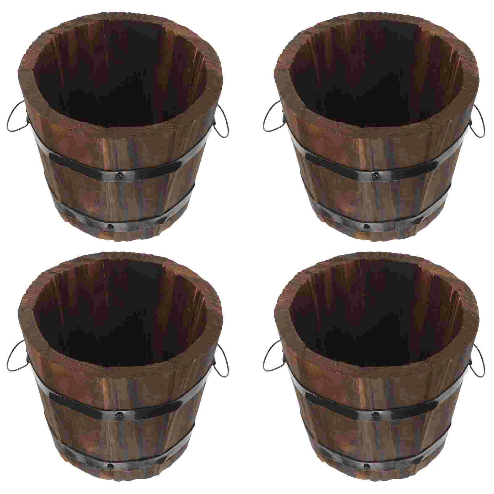 

Barrel Succulent Flower Pot Plant Potato Planting Holder Flowerpot Planter Wooden Faux Outdoor Plants