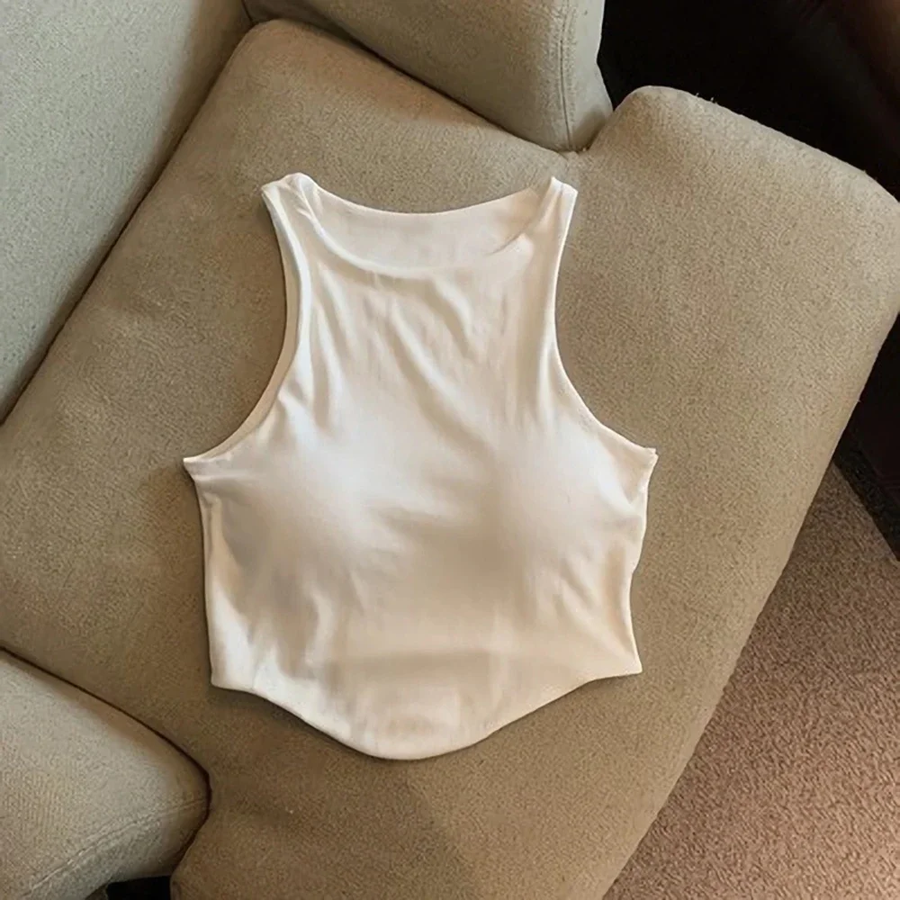 Solid Color Sleeveless Vest For Women Featuring Medium Elasticity And Regular Fit For Summer Beach Yoga And Cycling Wear