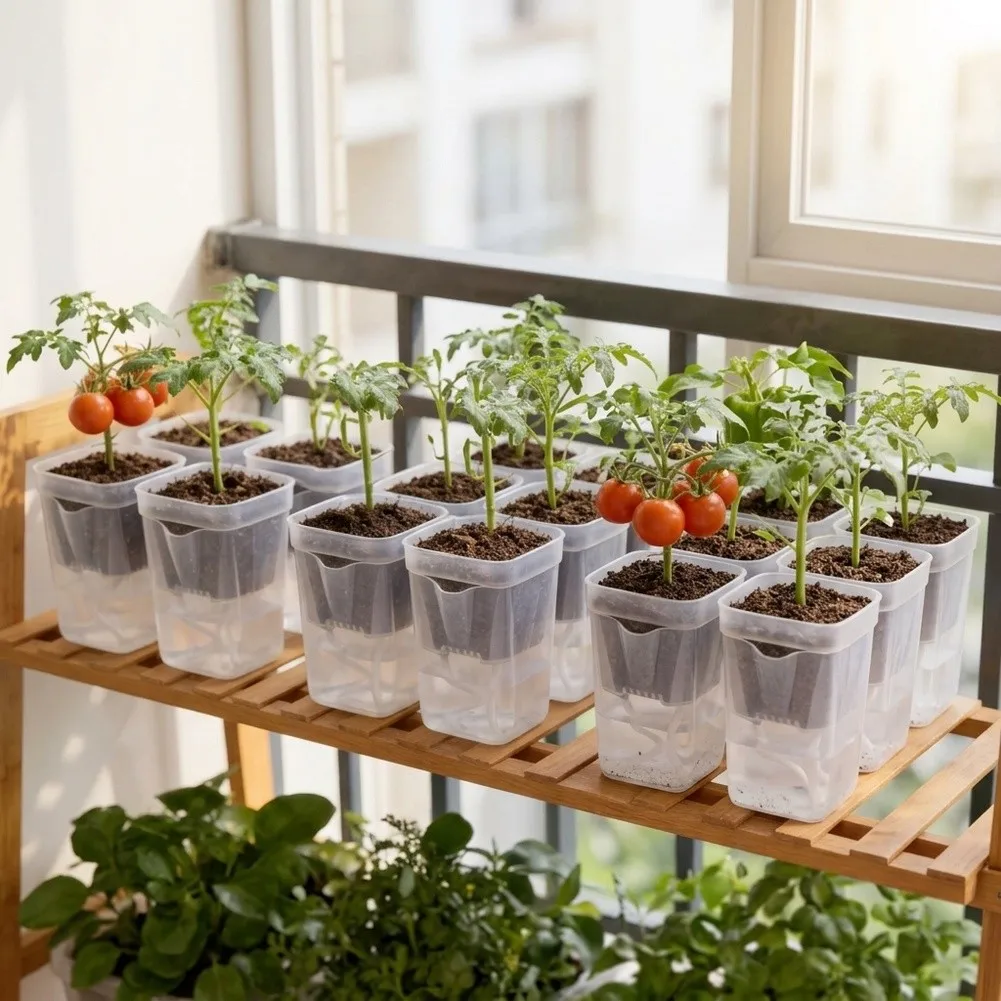 Practical Self Watering Nursery Cups Clear Propagation Vessel With Plant Labels For Raising Indoor Plant Transplant Gardening