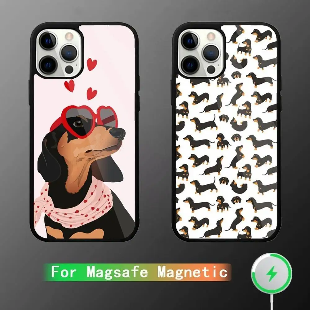 

Dachshund Dog Love Phone Case For iPhone 16,15,14,13,12,11,Pro,Max,Plus,Mini,SE New Magsafe Magnetic Wireless Charging