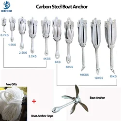 Carbon Steel Boat Anchor with Rope Non-Rusting Hot-dip Galvanized Folding Boat Anchor for Fishing Rubber Dinghy Inflatable Boat