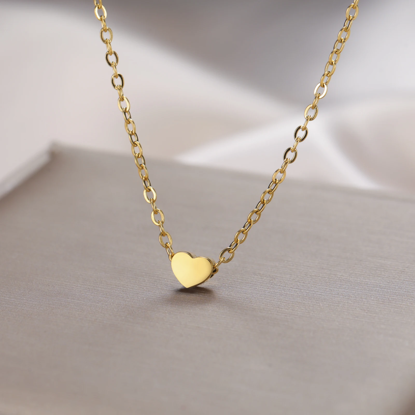 Skyrim Mini-Halskette mit Herz-Anhänger für Damen und Mädchen, Edelstahl, minimalistischer Halsreif, Halsketten, Schmuck, Muttertagsgeschenk