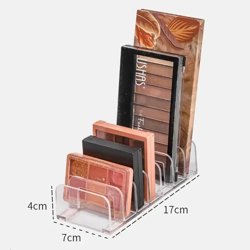 Clear Acrylic Makeup Organizer - Eyeshadow Palette Display Stand & 7 Slot Lipstick Holder Space Saving Vanity Desk Storage