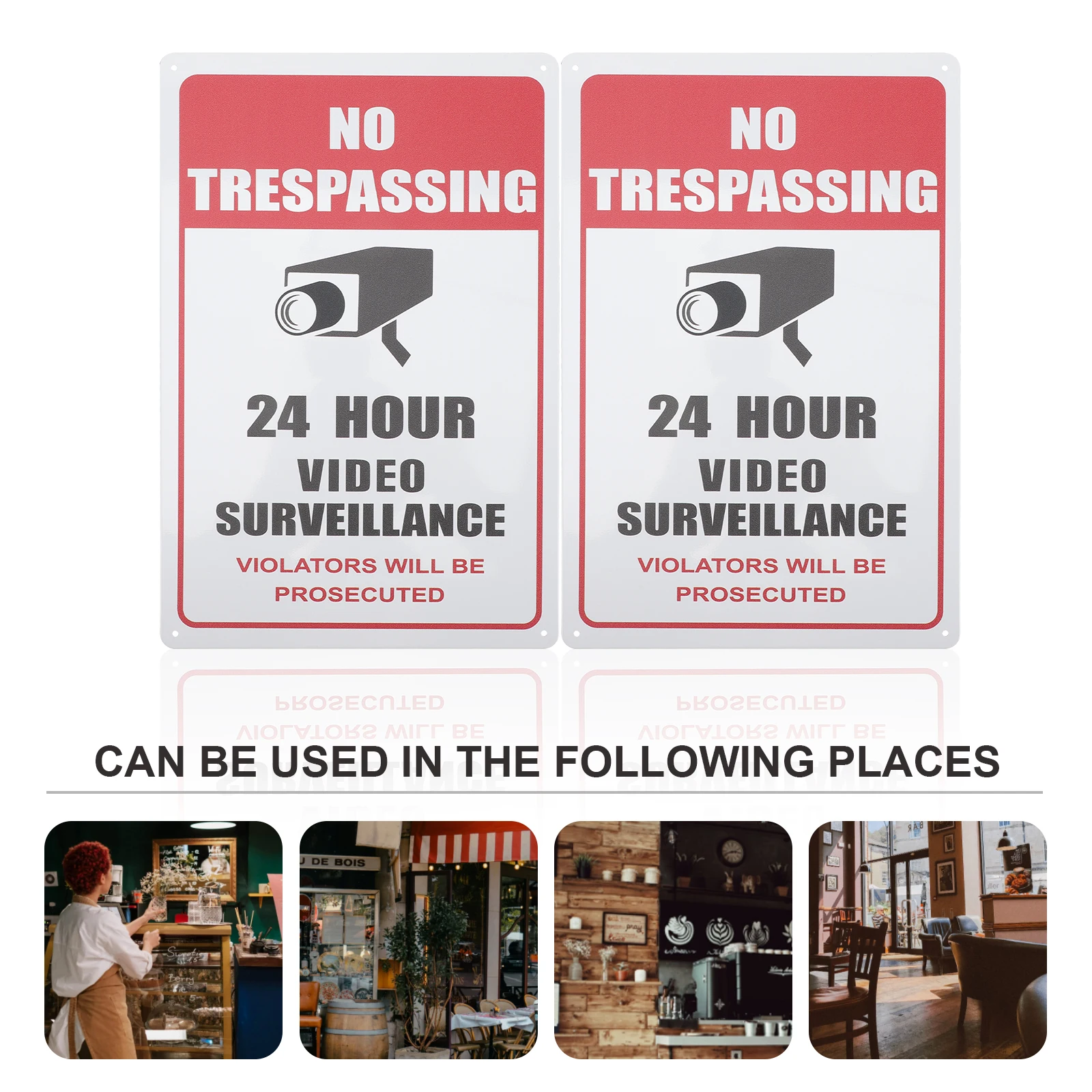 2pcs Retro Tin Signs High Quality Anti Rust Warning Boards No Trespassing Safety for Indoor