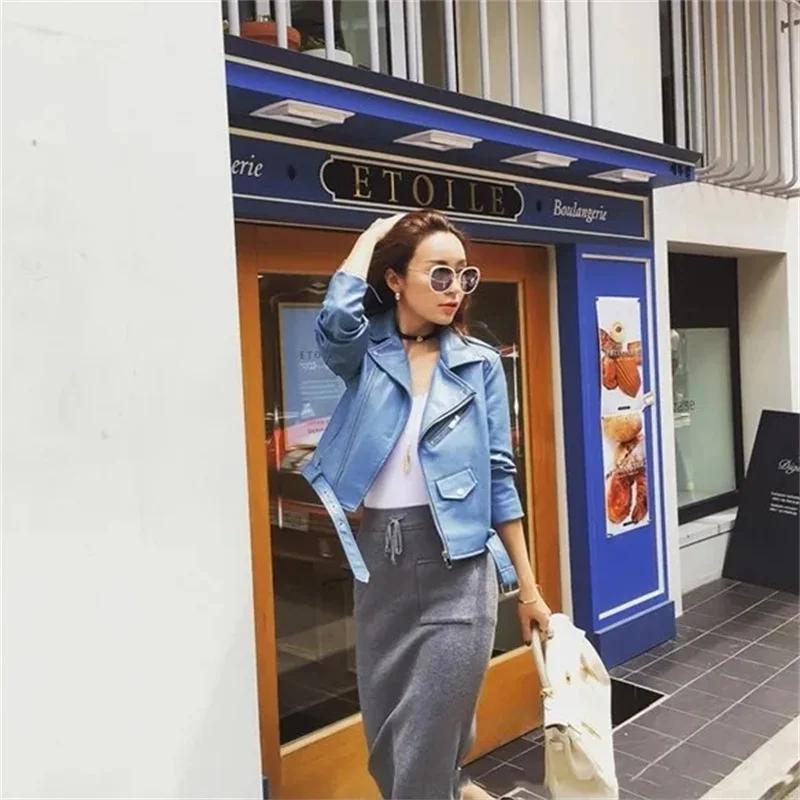 Nieuwe 2026 dames motorfiets leer PU imitatieleer losse jas zwarte jas Moto Biker Coat Uitloper