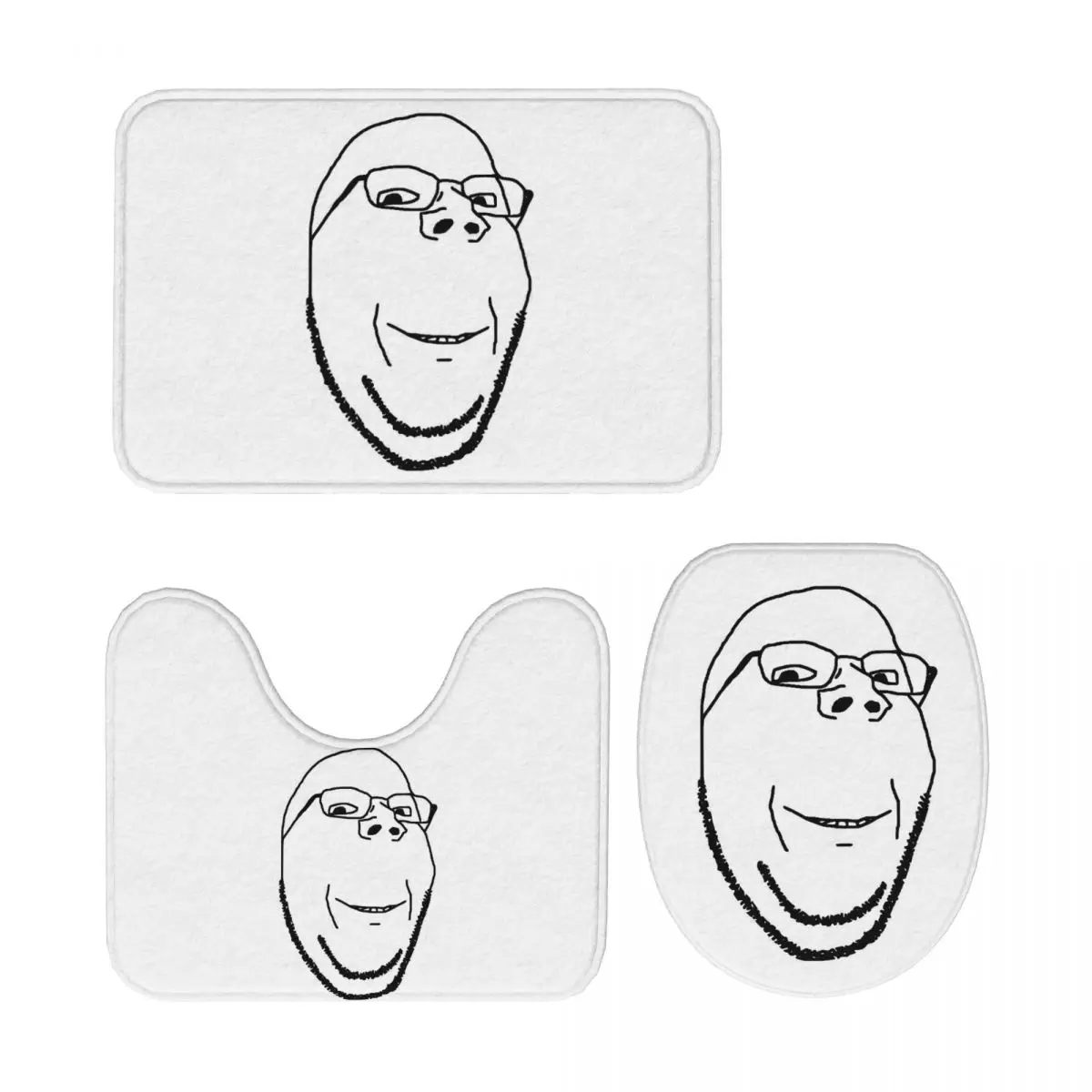 

Улыбающийся, полезный Wojak Soyjak, 3-х предметный коврик для ванной, набор для ванной комнаты, крышка для унитаза, домашний декор, нескользящий ковер, напольный коврик