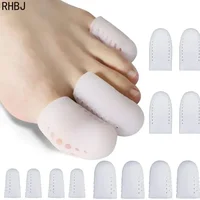 Protectores de dedos transpirables blancos, almohadillas para juanetes, cojines, protectores de dedos grandes, cubiertas de dedos de silicona para protección de uñas encarnadas