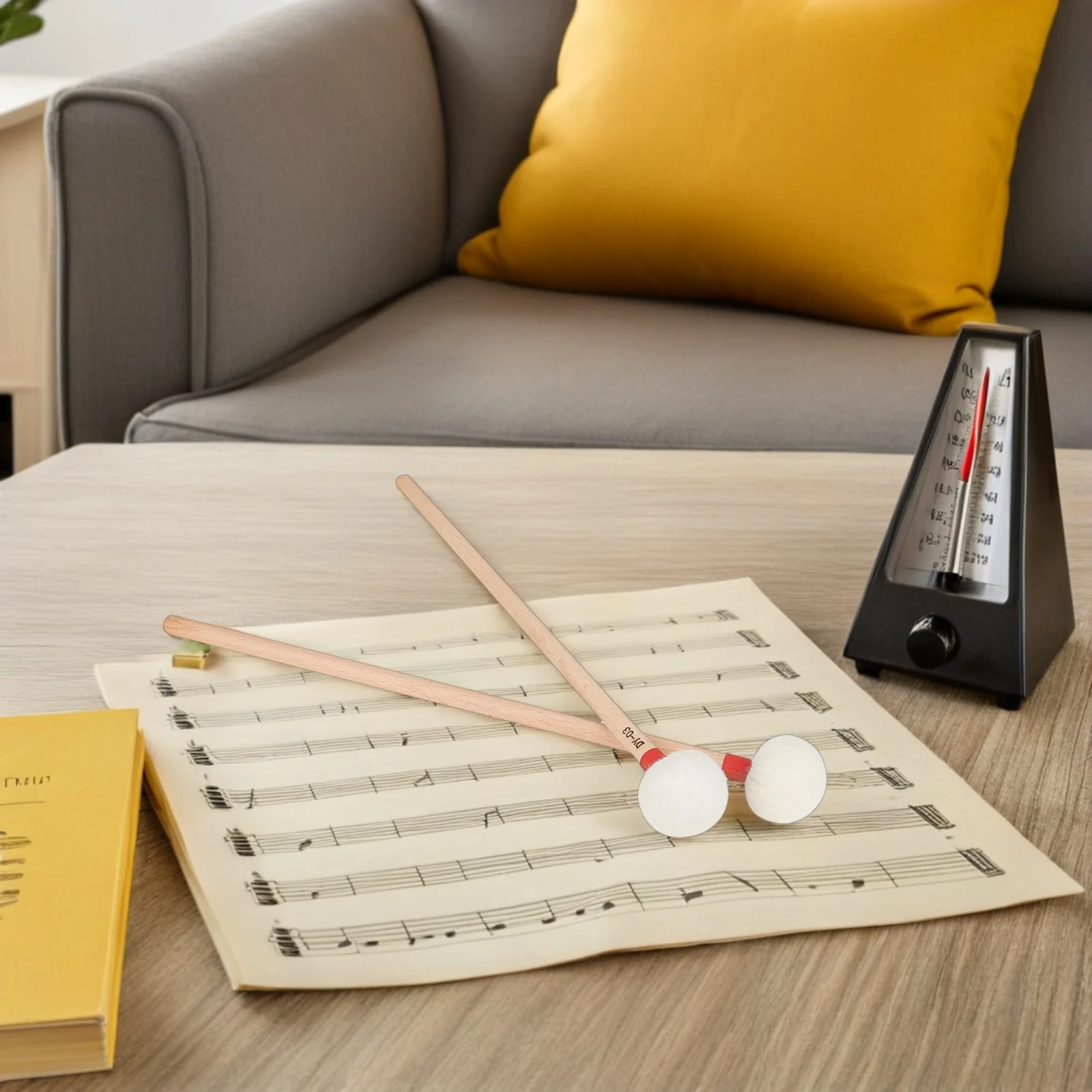 

4Pcs Timpani Mallets White Felt Head Wooden Handles Professional Percussion Drumsticks Stable Strike Ergonomic Grip Orchestra