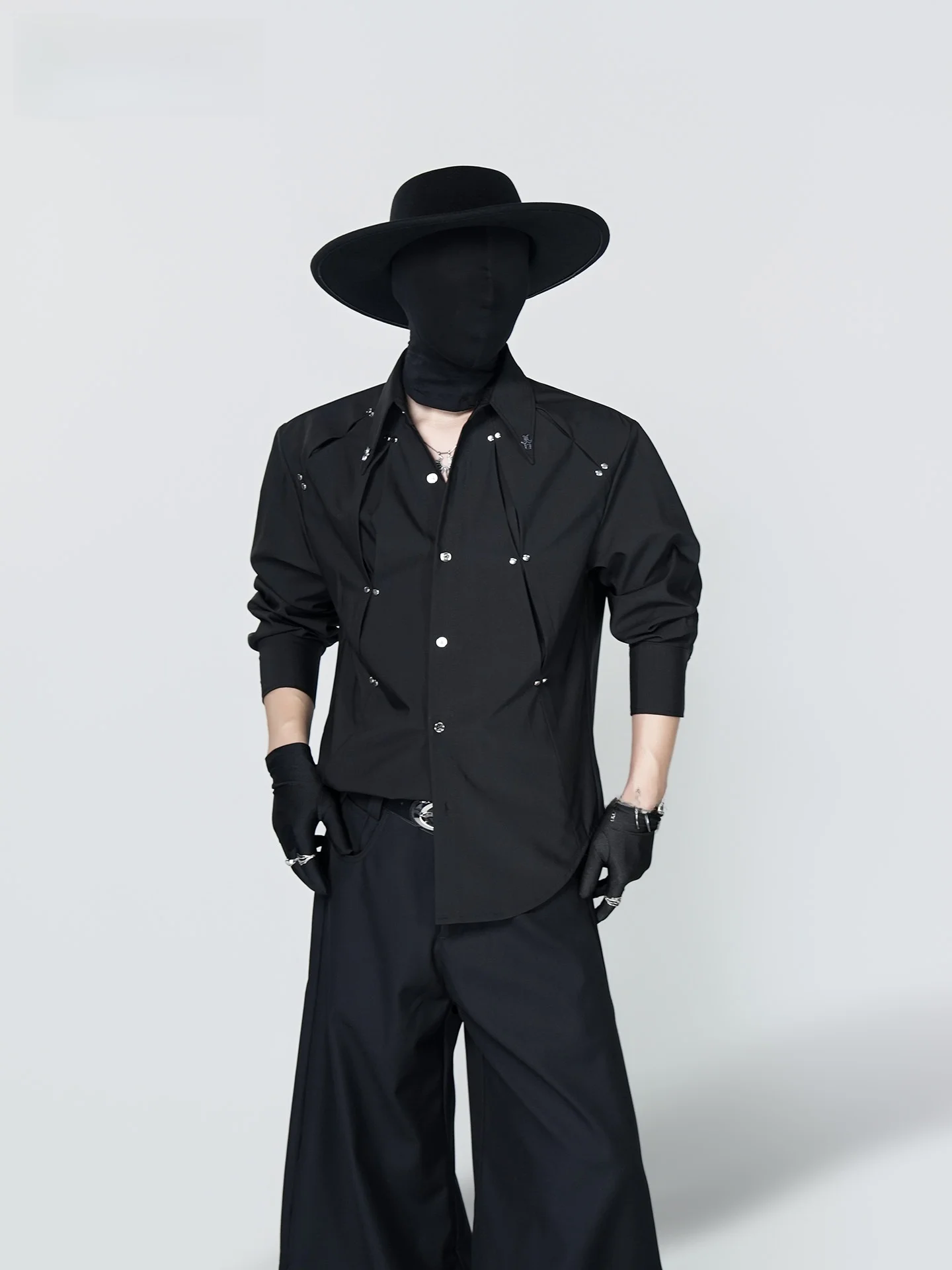 VE2 Deconstructed Design Long Sleeve Shirt Men's Fashion Performance Base Layer  Cut Four Seasons Street Style Shirt