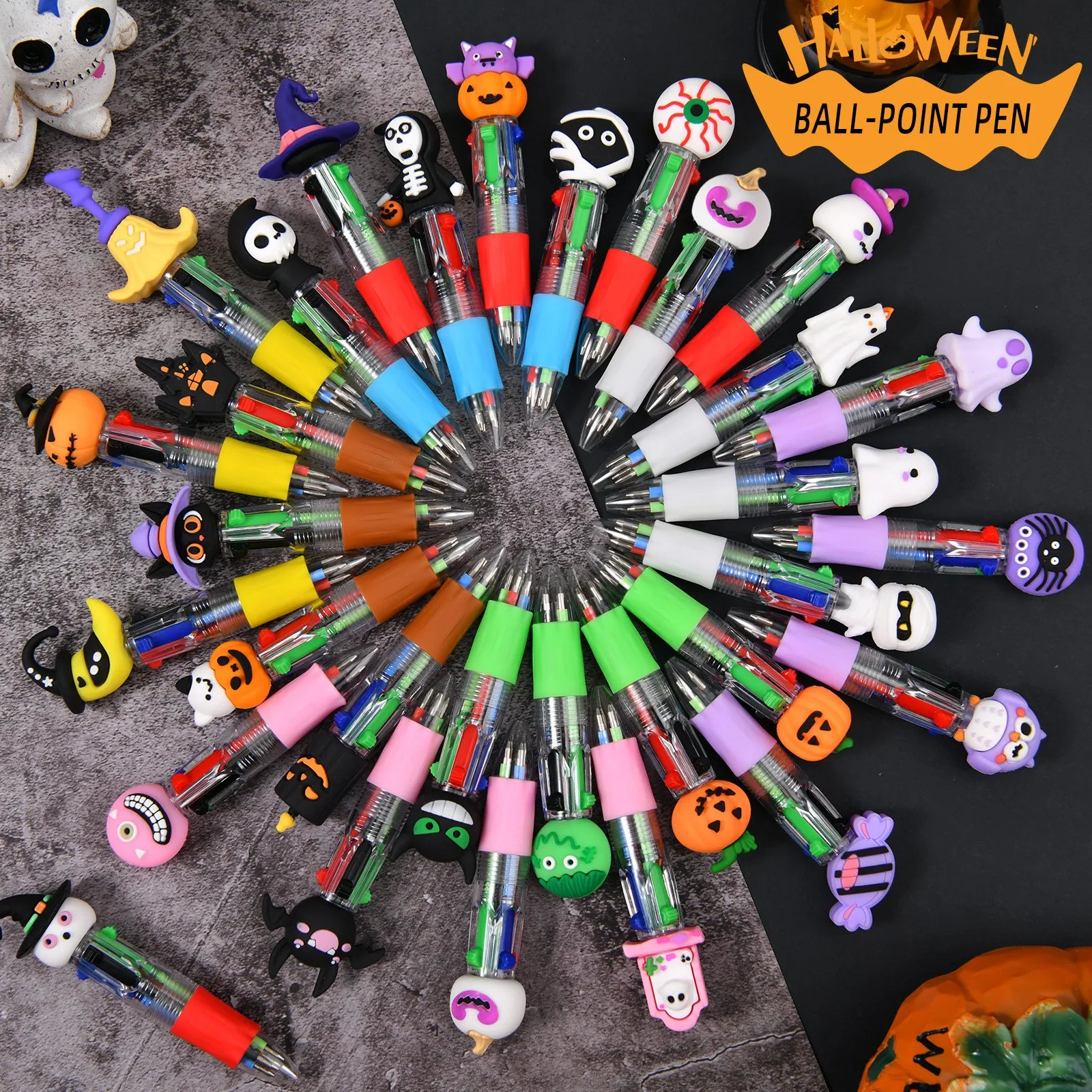 

5-50pcs Halloween Themed Ballpoint Pen For Kids Halloween Party Favors Gift School Prize Goodie Bag Stuffers Four-color