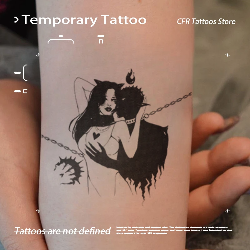 Sexy Devil Couple Herbal Juice Tattoo Stickers Woman Men Waterproof Temporary Tattoo Wedding Tattoos Wholesale Punk Tatuaje Gift