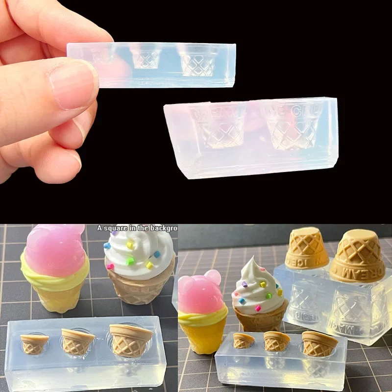 DIY Ice Cream Egg Barrels Lovely Food Play Miniature Pinching Mould Epoxy Resin Mold UV Resin Molds