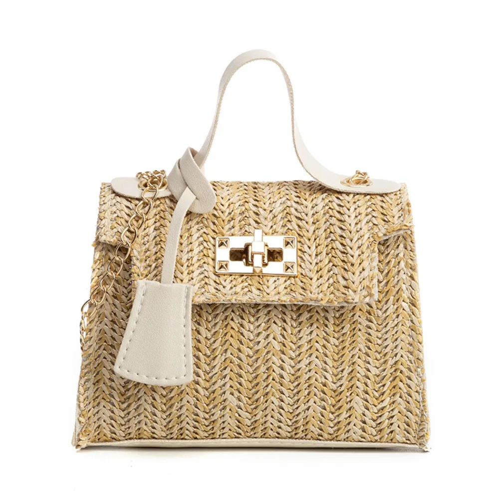 Trendy Fashion Women's Bbag New Personality Woven Handbag Temperament Kelly Bag Straw Woven Bag