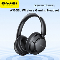 Awei A360BL Wireless Bluetooth Headphones 20H Long Battery Life for PC Laptop Bluetooth Earphones with Mic Hifi Gaming Headset