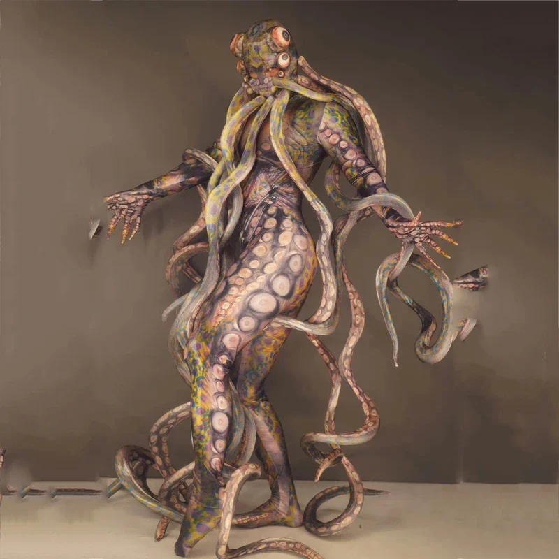 Halloween Party Terrible Octopus Monster Cosplay Costumes Women Men Tentacle Stage Jumpsuit Adults Dancer Bododysuit