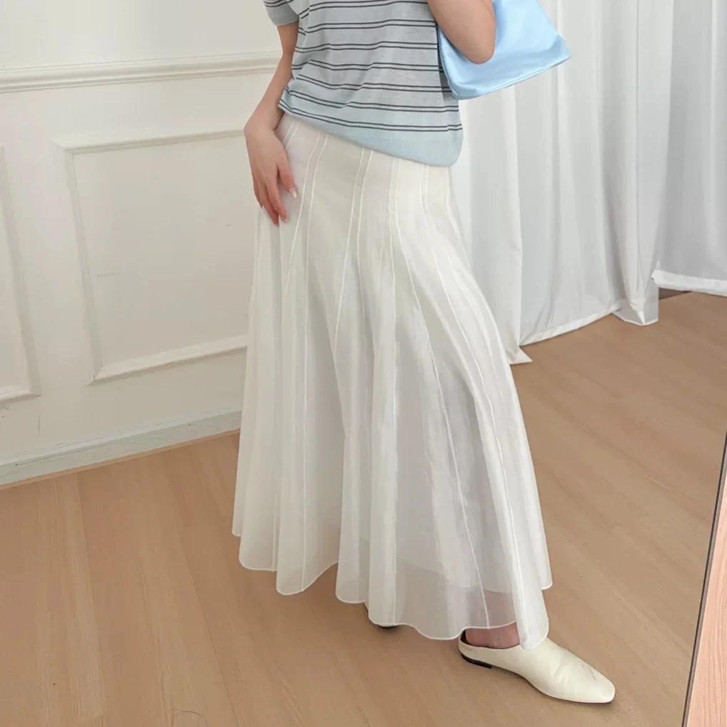 Original Quality Skirts Women's A-Line Midi Skirt Loose Feel Draping Pleated Skirt Irregular Hem Gored юбка y2k saia longa ﻿﻿