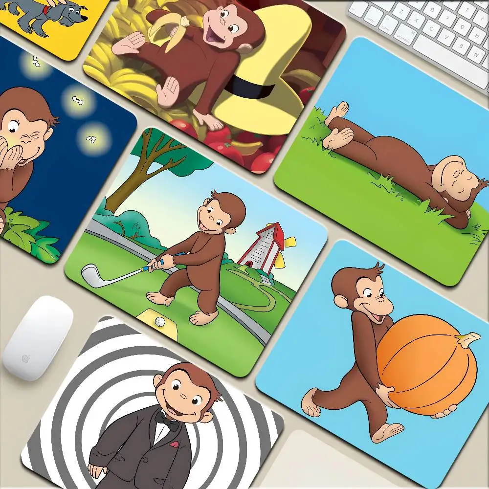 George The Curious Monkey Mousepad Small LockEdge Mouse Pad For Gamers Computer Desk Pad Rectangular Anti-slip Rubber
